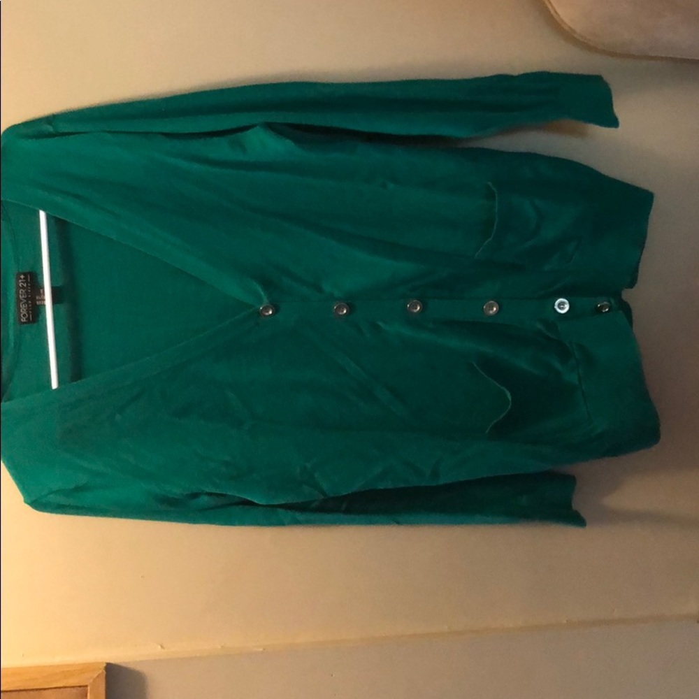 Green cardigan button down sweater